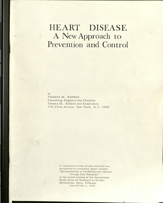 Thomas M. Riddick - Heart Disease-A New Approach to Prevention and Control - title page